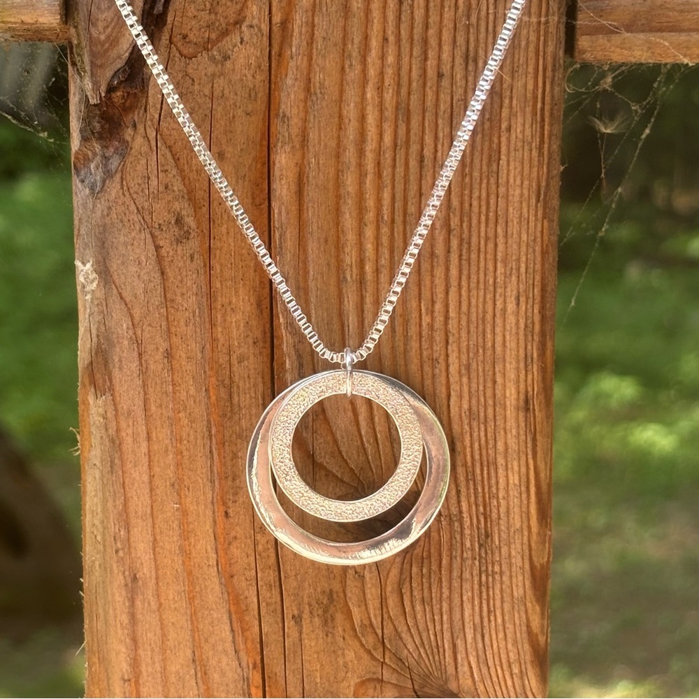 Contemporary Silver Geometric Pendant Necklace